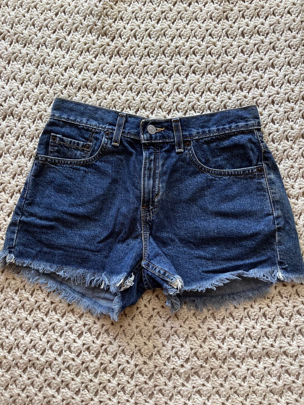 Vintage 90s Levi's Cut Off Shorts Denim Dark Wash Size 7/8